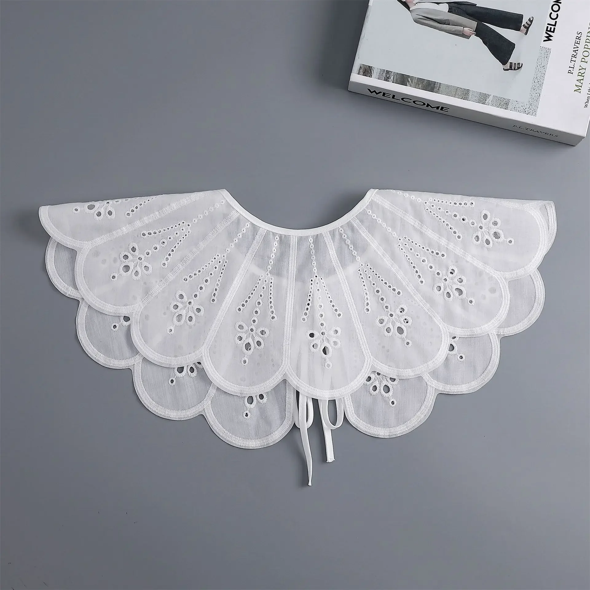 Linbaiway New White Fake Collar Shawls for Women Cloud Shoulder Removable Shirt Detachable Collars Lace Shoulder Wraps Shawl