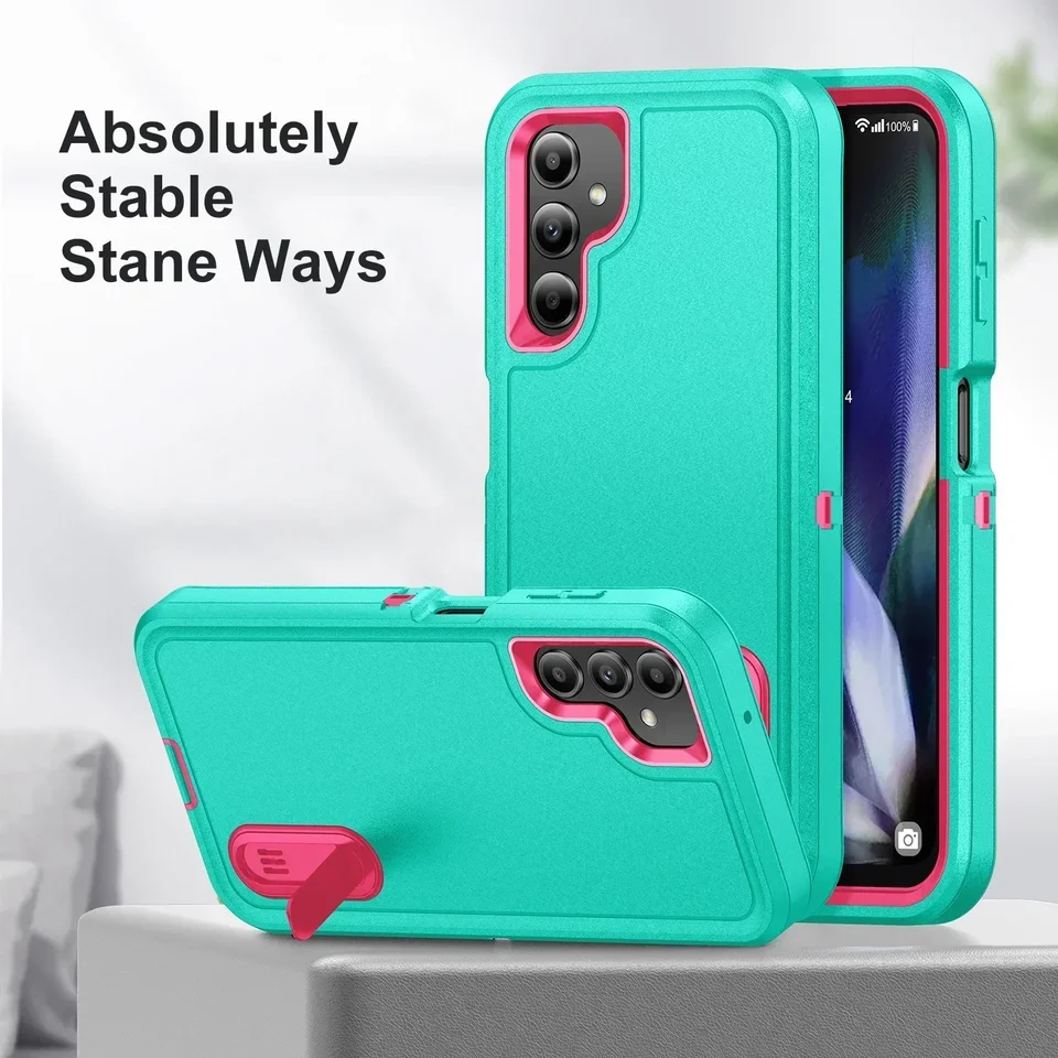 Funda resistente 3 en 1 para Samsung Galaxy S25 S22 S24 Ultra Plus S23FE, con soporte y protección completa 2