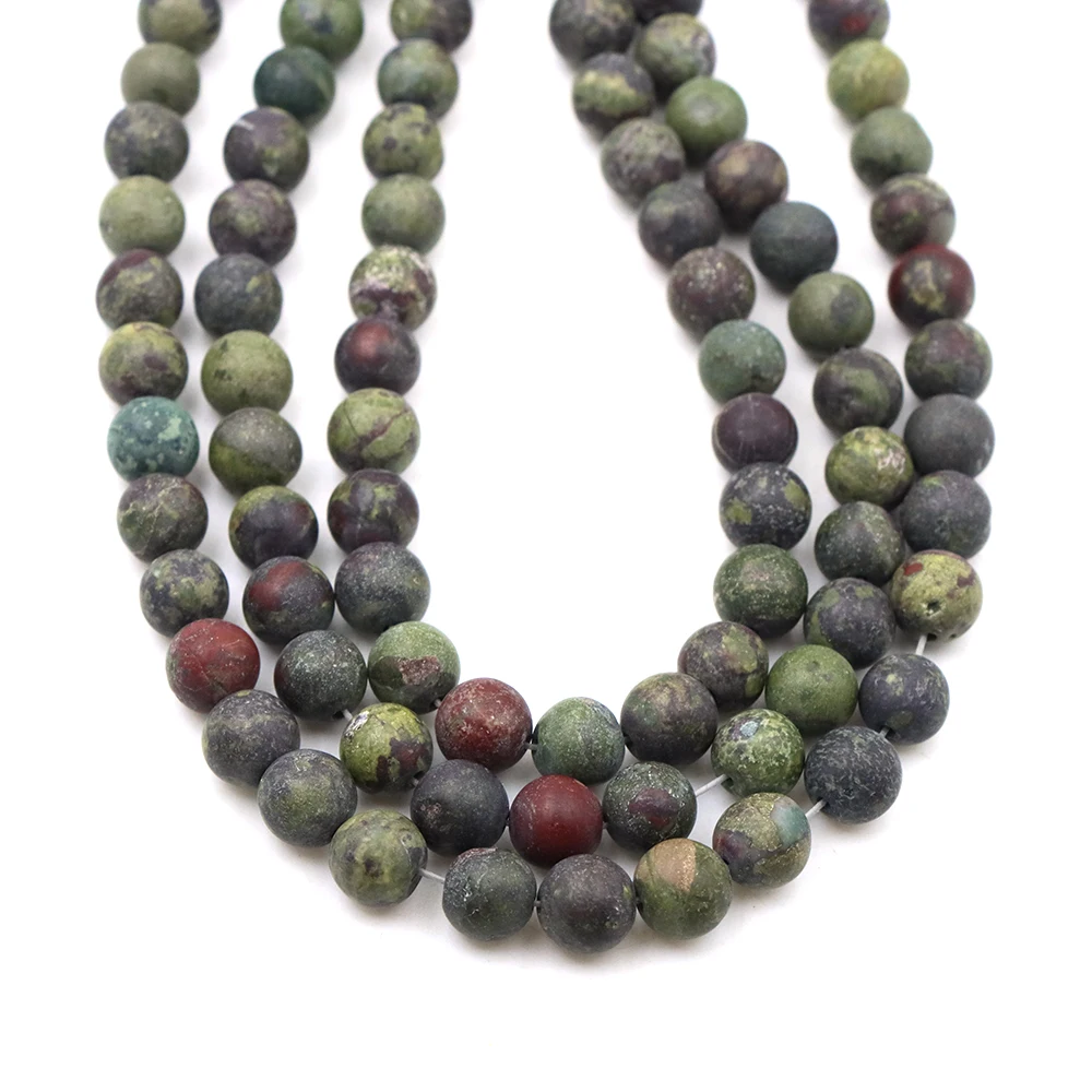 4-6-8-10mm Natural Stone Dull Polish Dragon Blood Jasper Matte Loose Beads for Jewelry Making DIY Bracelet Necklace Spacer Bead