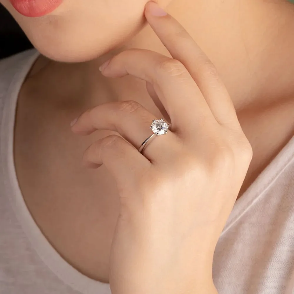 100% genuine 1-5ct Moissanite Ring GRA certificate passed diamond test ring, women's shiny jewelry gift S925 Silver view 6