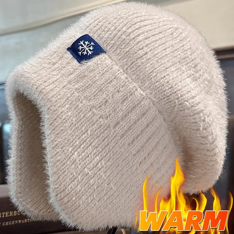 Offre spéciale femmes oreillette hiver chapeau bonbons couleurs mode fausse fourrure tricoté chapeau Kpop Style doux Beanie chapeaux femme Streetwear casquette