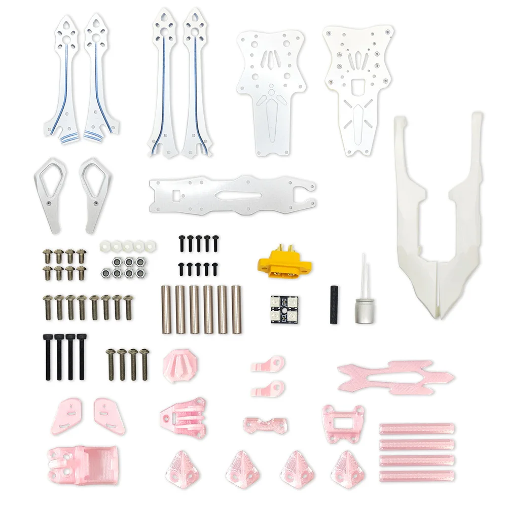 5 Inch FPV Drone Frame Kit, 150g Ultra-Lightweight Carbon Fiber, Pink/Blue/White Color, Wide X & DC Chassis, for Racing Drones