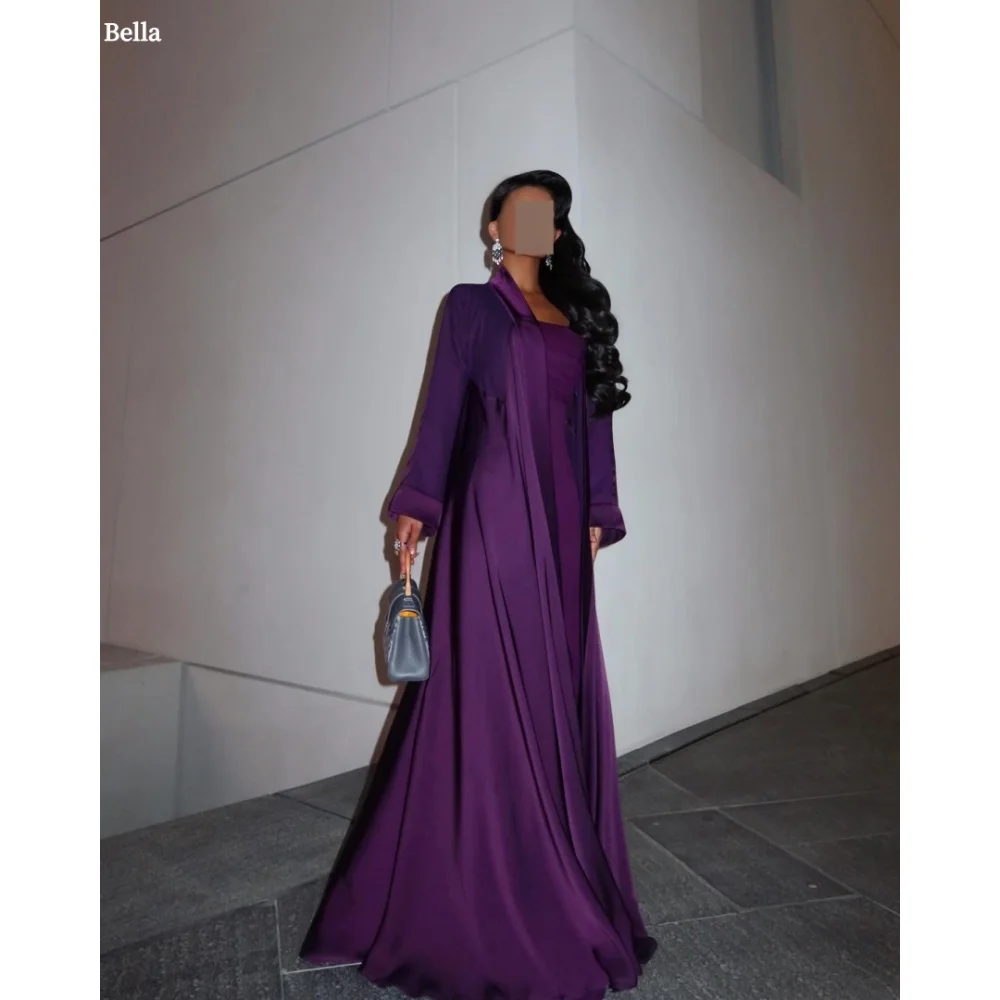 Bella Customized Purple Mermaid Four-Way Stretch robes de soirée Two-Piece Set Floor-Length  Party Dresses Strapless Prom Dress