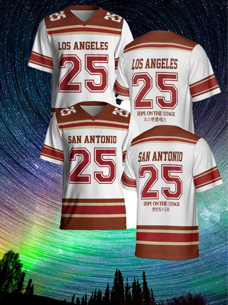 

2025 Мужская и женская модная футболка с v-образным вырезом и короткими рукавами Hope On The Stage Спортивная одежда J-Hope Tour Hope On The Stage World Tour Джерси