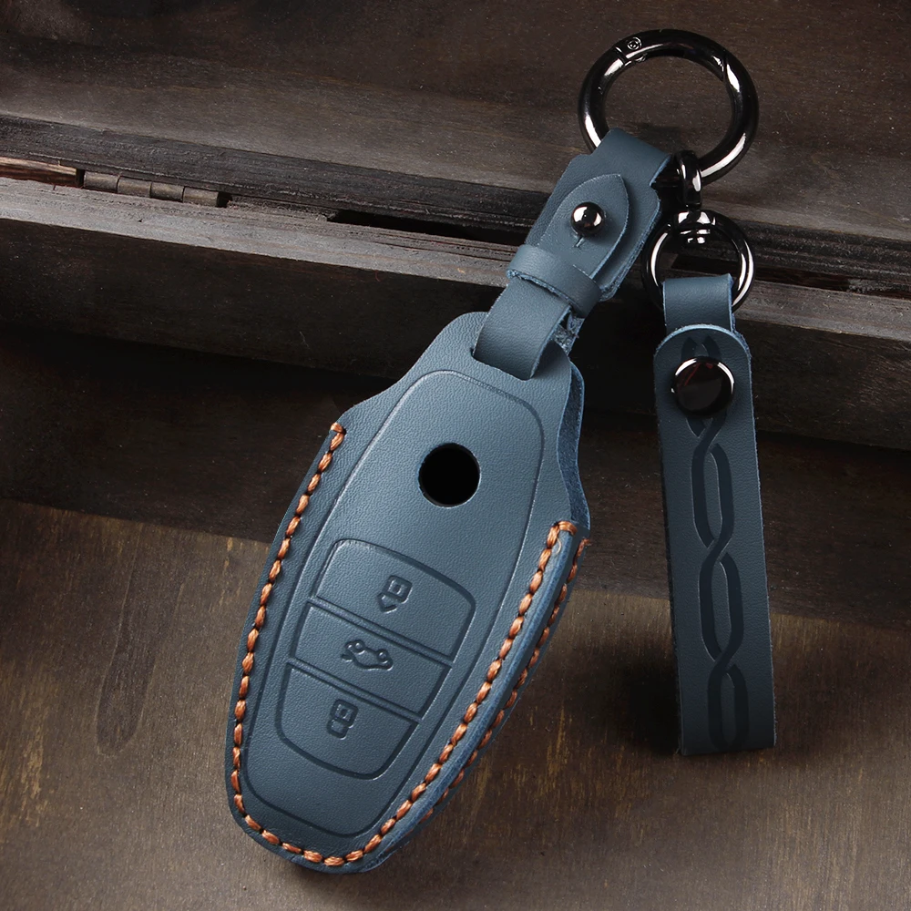 Leather key case for old Volkswagen Touareg  special for 13/14/15/16/17 Touareg top layer cowhide car keychain