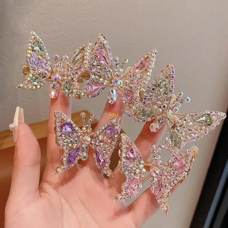 

Butterfly Hair Clip Rhinestones Hair Barrettes Metal Alloy Hair Clip Fashion Hair Pins Hair Accessories for Baby Girls