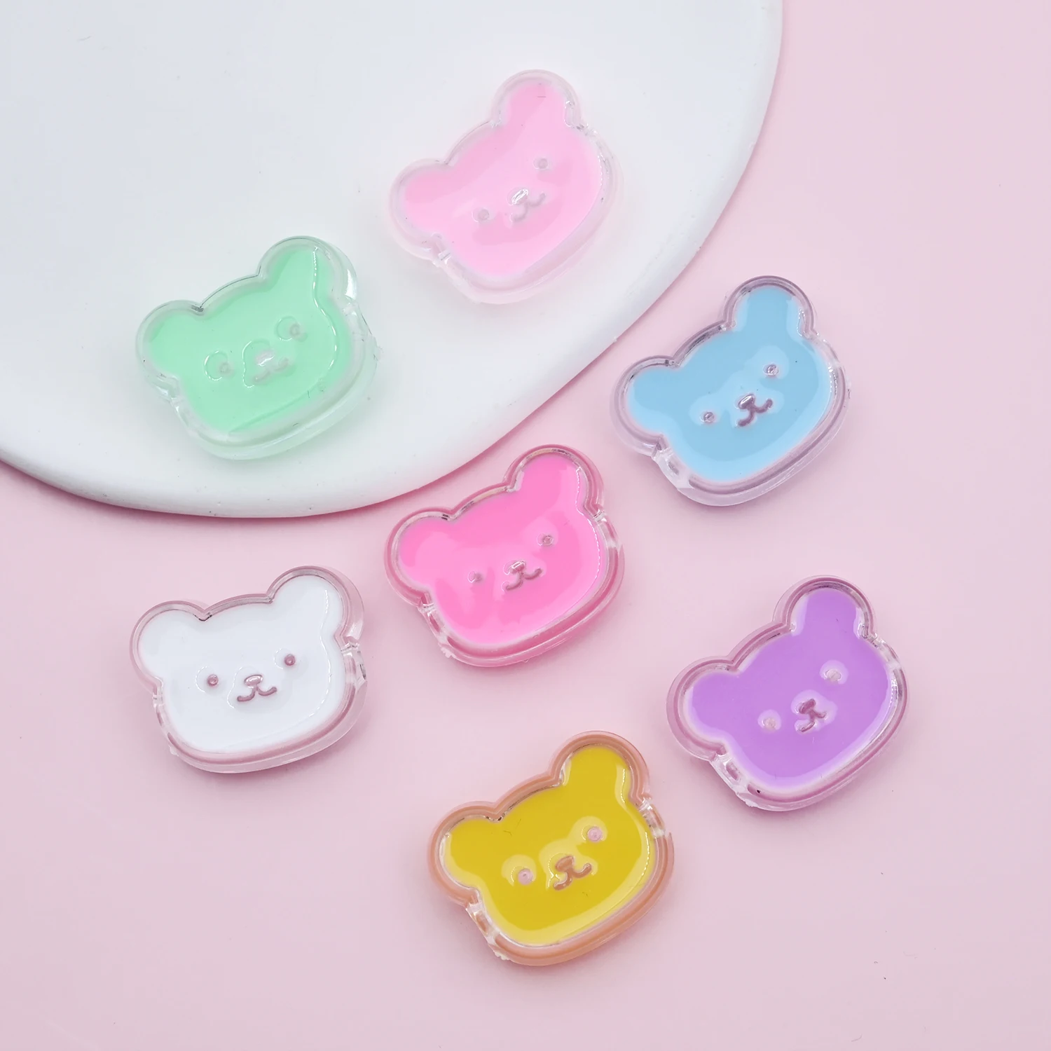 24x19mm Cute Bear Head Acrylic Beads Loose Spacer Beads For Jewerly Making DIY Kids Bracelet Necklace Handmade Accessories 10pcs