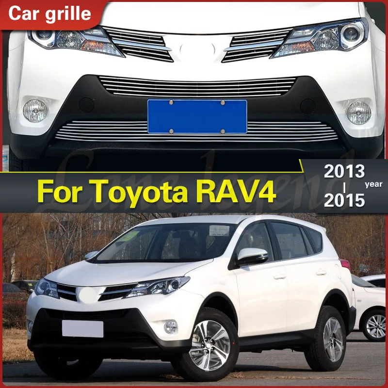 

Body Kit Front Bumper Cover Modified Grille Accessories High-quality Stainless Steel Racing Grill for Toyota RAV4 2013--2015