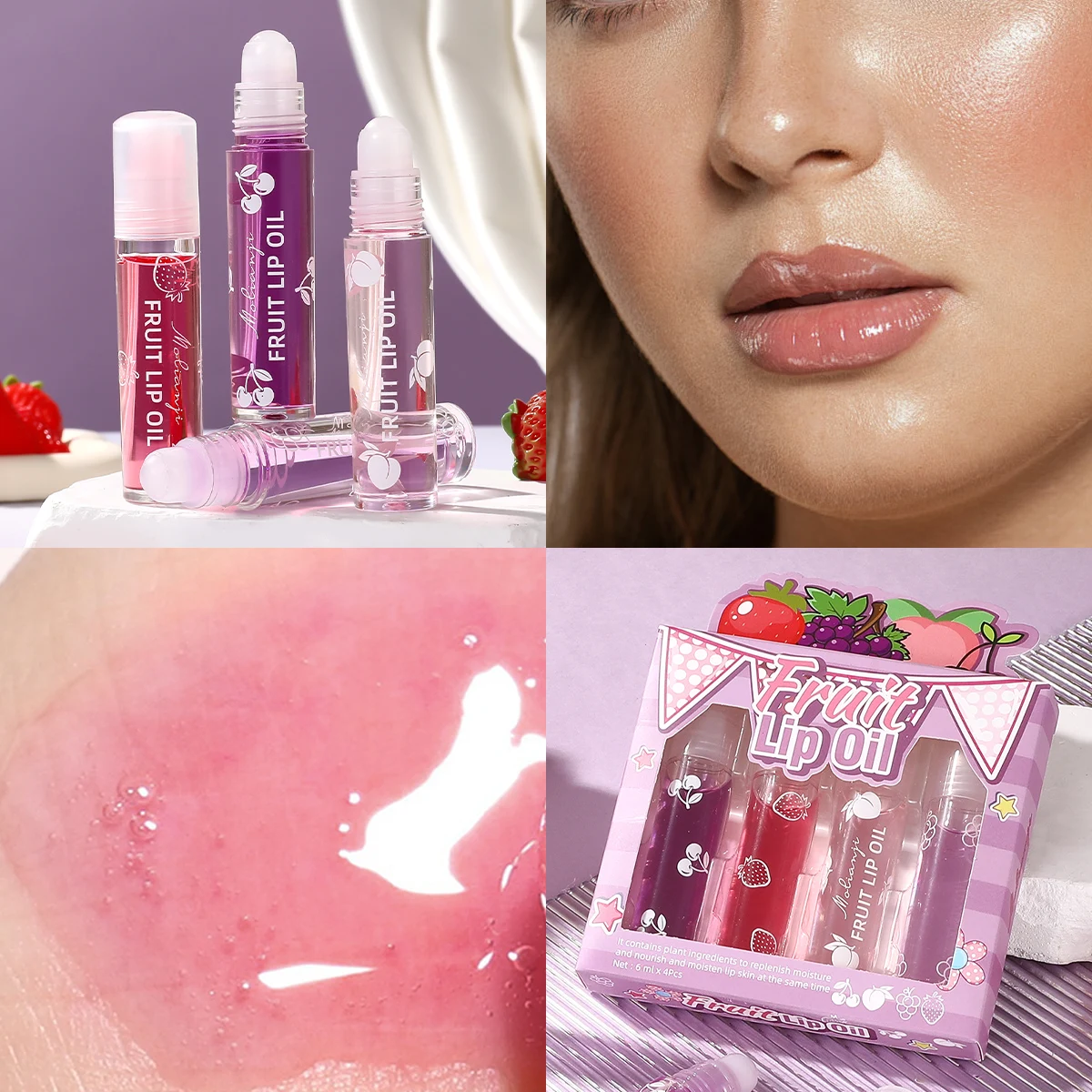 بلسم شفاه مرطب بزيت الشفاه للطلاب، كرة دوارة مرطبة، يتلاشى خطوط الشفاه، شفاف عديم اللون، للشفاه الجافة والمتشققة، رائحة الفاكهة