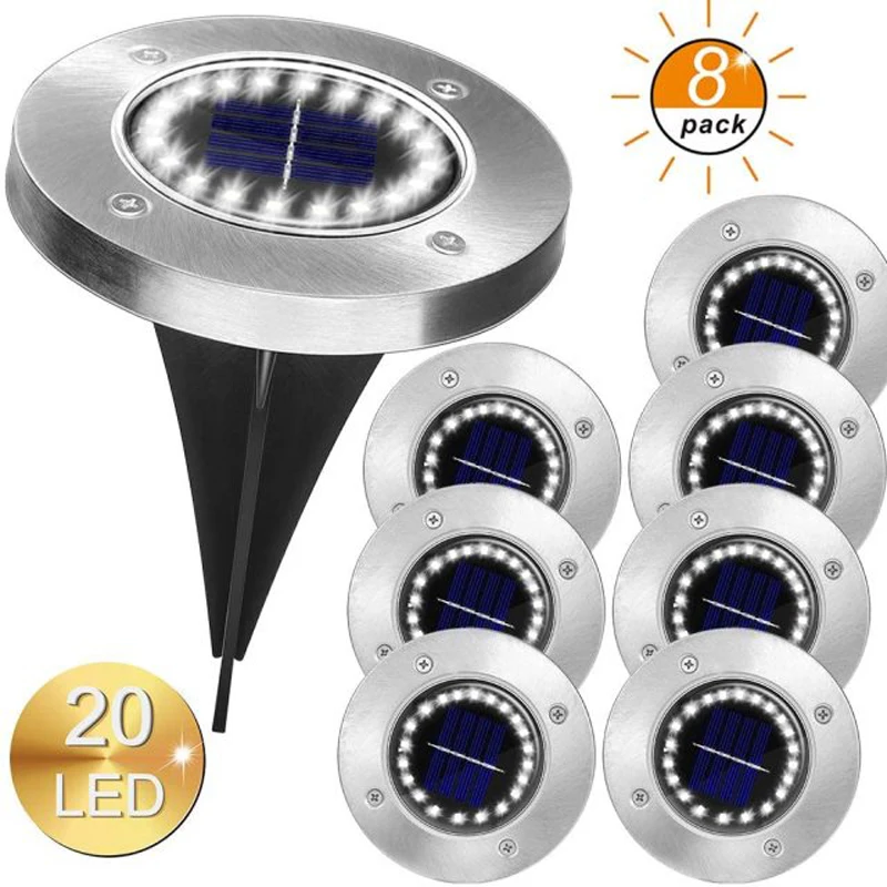 

Wholesale Solar Power Disk Lights 20 LED Under Ground Light Outdoor Pathway Walkway Lighting Waterproof Spotlights Garden Decor