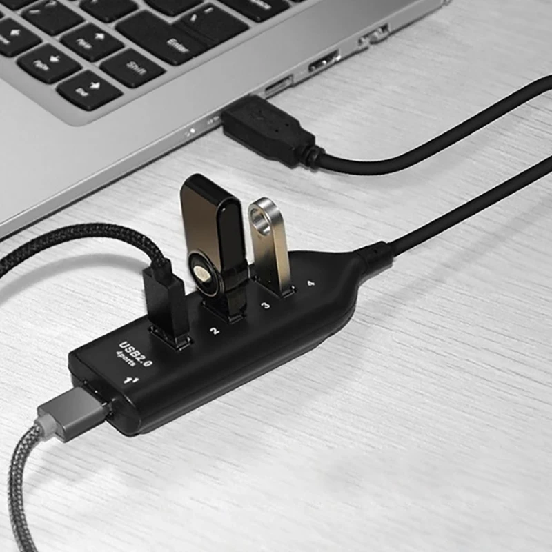 1 Uds. Hub USB Universal Cable de 4 puertos Mini Hub de alta velocidad adaptador de Cable distribuidor de modo de ordenador portátil