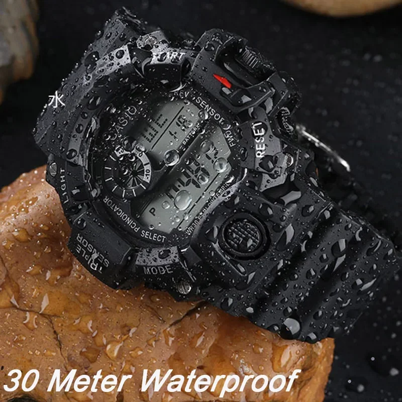 Men's Watch Digital Sports Electronic Wristwatch Large Dial Multifunctional Waterproof Luminous Alarm Zegarek Meski Reloj 2024