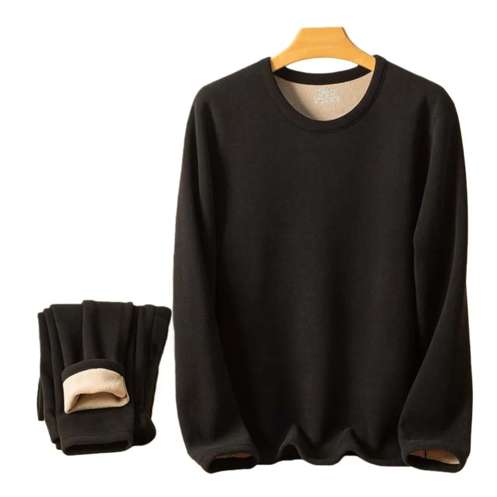 

Tops/Pants Men Warm Thermal Underwear Thickened Invisible Thermal Clothes Set Round Neck Feel Heating Warmth Long Pants