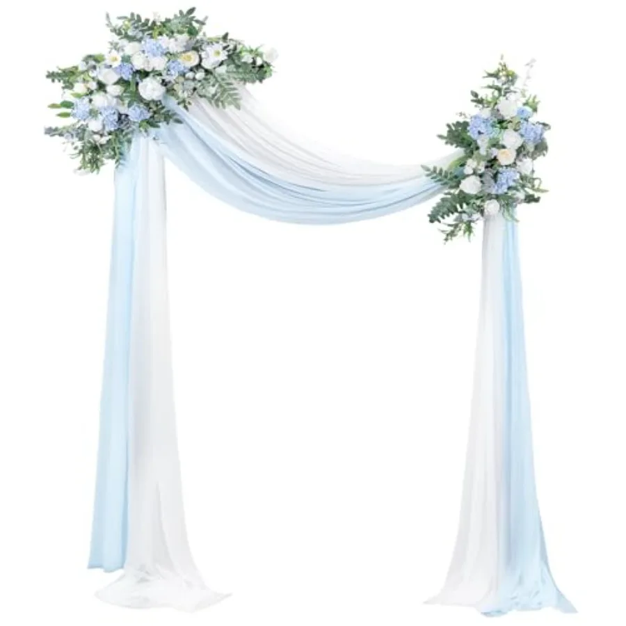 

Wedding Arch Flowers Kit Pack of 4 Include 2 Pcs Artificial Flower Arrangement and 2 Pcs Chiffon Draping Fabric for Wedding Dec