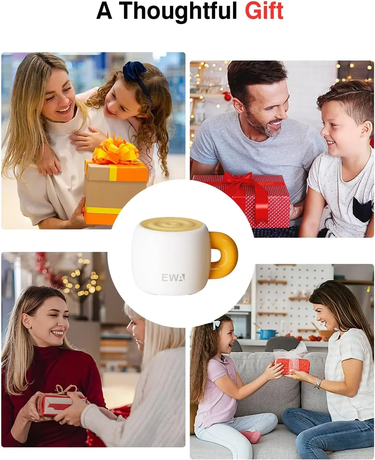 EWA A163 مكبر صوت بلوتوث صغير على شكل كوب إبداعي، مكبر صوت لاسلكي معدني مقاوم للماء IP67، مناسب للهدايا