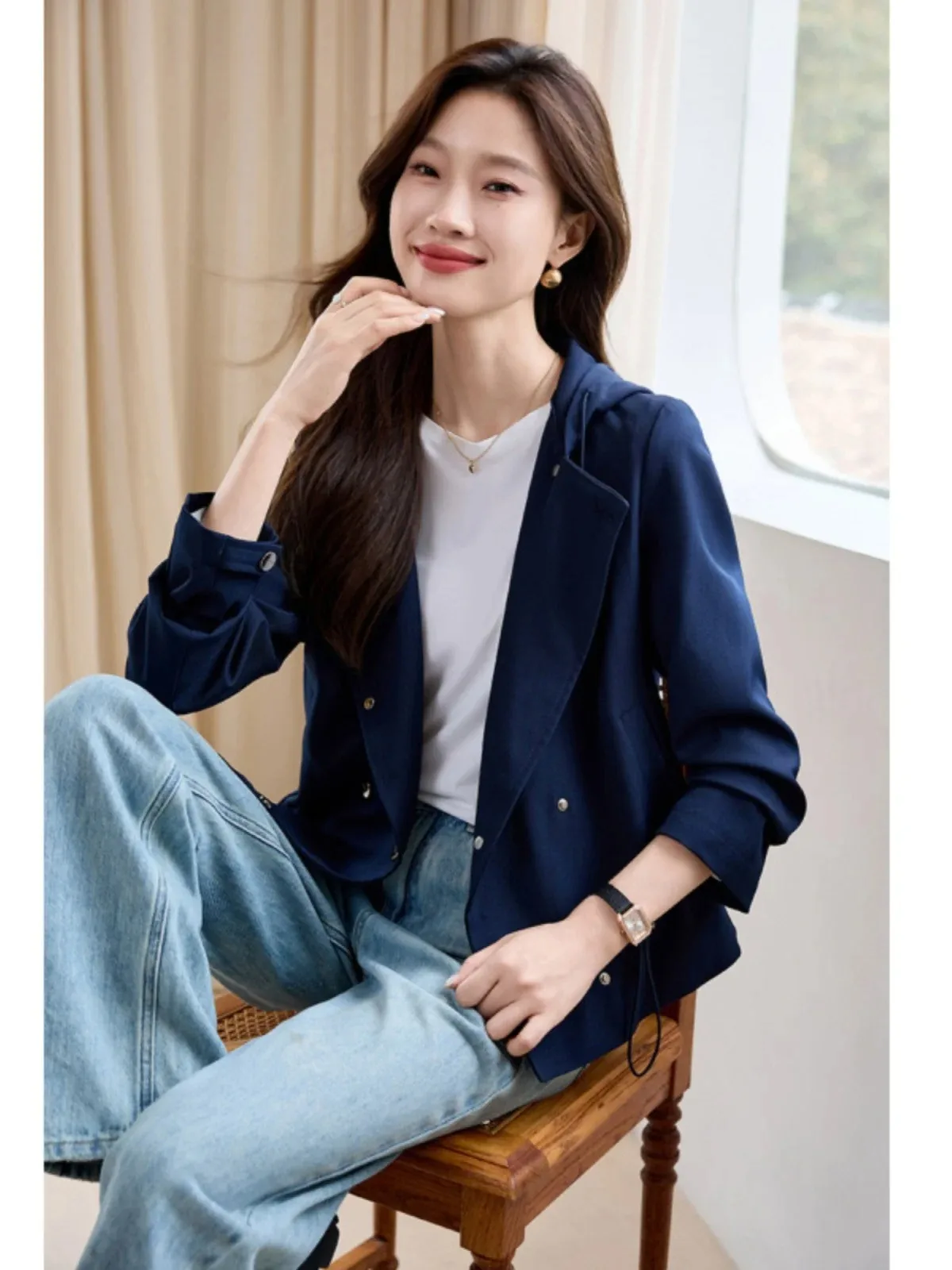 

Trench Coat Female Outerwear Windproof Color Pocket Buttoned Elegant Pleated Printed Design Plus Size Print Foldable Sleeved New