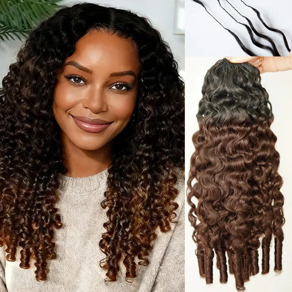 

Цветные бирманские кудрявые волосы для плетения крючком, коричневые, без узлов, предварительно разделенные, для наращивания волос методом крючкового плетения