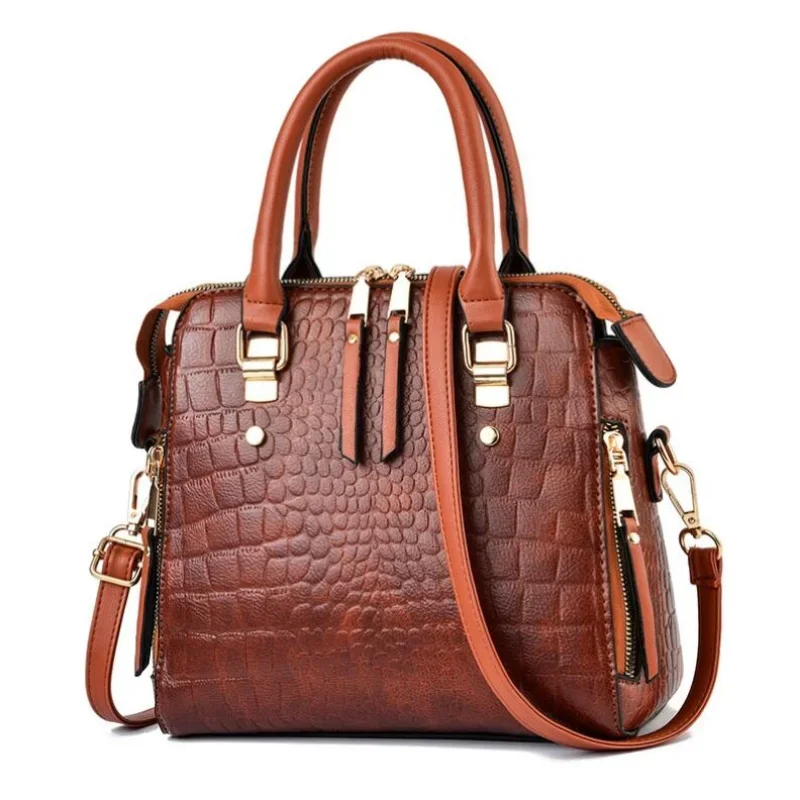 

2024 New Crocodile Pattern Handbag Women Winter New PU Leather Tassel Shoulder Bag Brands Design Handle Bag Lady Purse