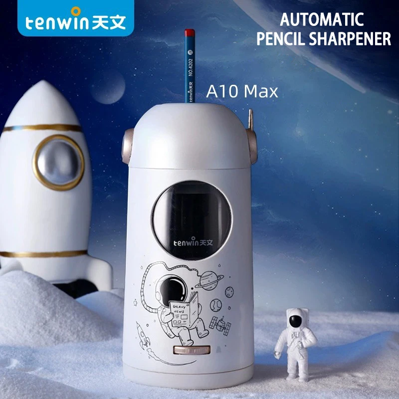 tenwin apontador de lapis automatico para estudantes a10 max pencil sharpener tipo c astronaut cartoon school electric sharpener lapis 01