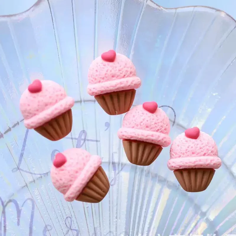 10 Pcs New Cute Resin Cartoon Ice Cream Flat Back Cabochon Scrapbook Kawaii DIY Embellishments Charm Decorate Accessories A59