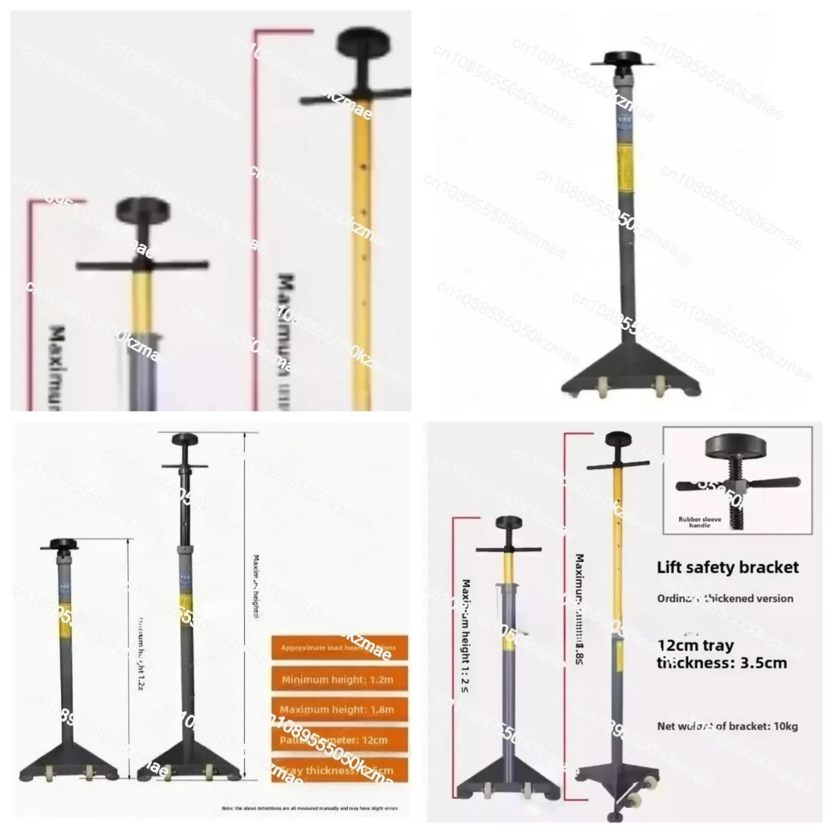 Two-Wheel Automotive Lifting Pole Jack with Triangular Base, Suitable for 3/4 Ton Capacity Underhoist Stand, Non-Explosion-Proof