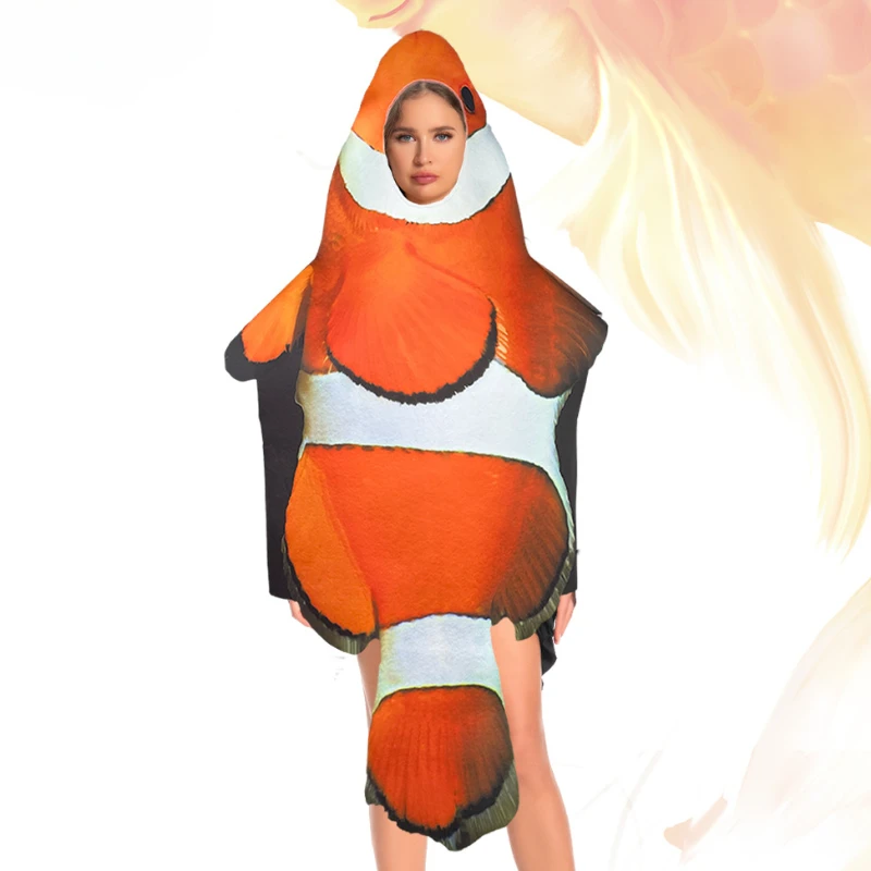 

Halloween Carnival Party Cosplay Clownfish Cosplay Costume Disguise Stage Performance Suit Fish Party Outfit Funny Clothes