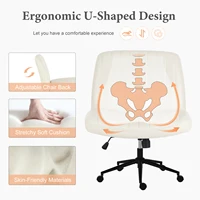 JHK Armless Cross Office Chairs with Wheels PU Leather Swivel Living Room Desk Chair Height Adjustable Support Seat Furniture 3