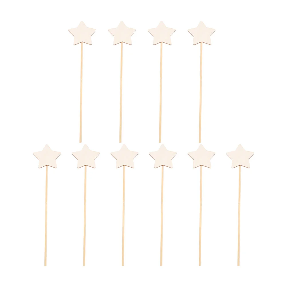 10 Pcs Star Fairy Graffiti Girls Toys Star-shaped Sticks Decorative Pinata Children Plaything Wood