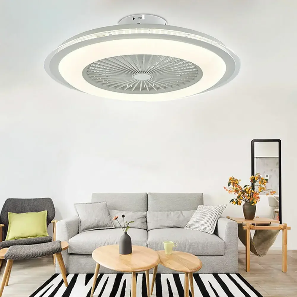 

Ceiling Fan With Light LED Bladeless Dimmable Sealing Fan Remote Lamp Home Decor 23" Chandelier For Living Room Bedroom 110V