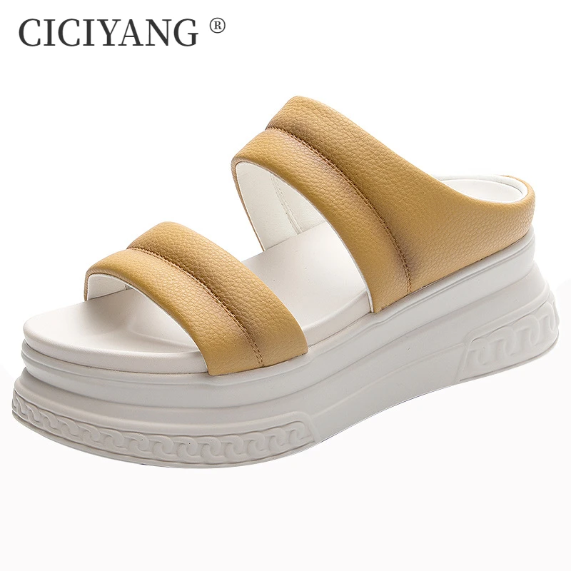 

CICIYANG Slippers Women Summer Wear 2024 New Fashion Women Slippers Chunky Platform 7CM Open Toes Sandals Ladies Trend Handmade