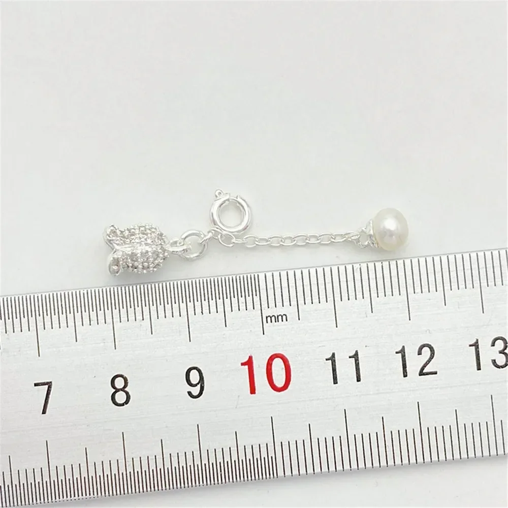 

Inlaid Zircon Pearl Lily of The Valley Pendant Handmade DIY Bracelet Necklace Jewelry Material Accessories