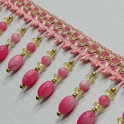 1M Acrylic Beaded Lace Curtain Sewing Tassel Fringe Upholstery Ribbon Trim Diy for Sewing Curtain Accessories Decor European New