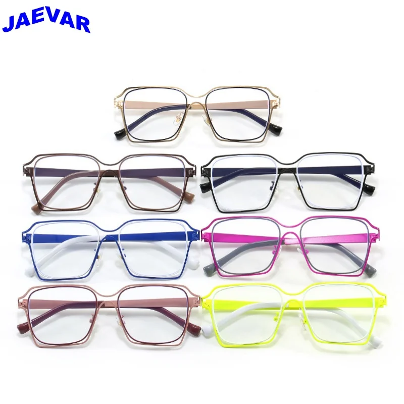 

Металлическая оправа для очков в стиле ретро, квадратная, полая, женская, с цветными вставками, создающая ощущение элитности, модель 8218