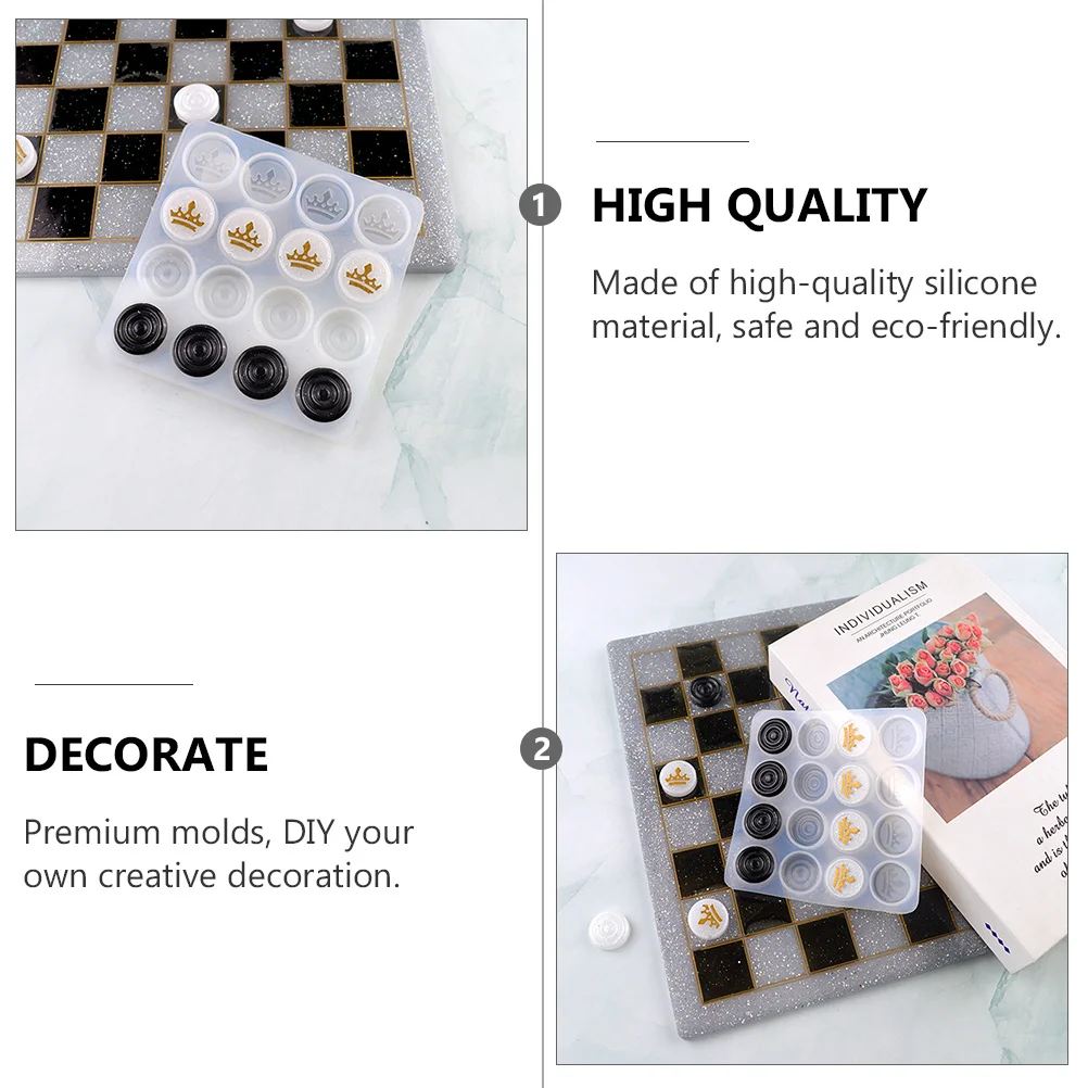 

2pcs Chess Silicone Mold Premium Reusable Diy Epoxy Resin Jewelry Making Craft Mould For Teens Adornment Tool