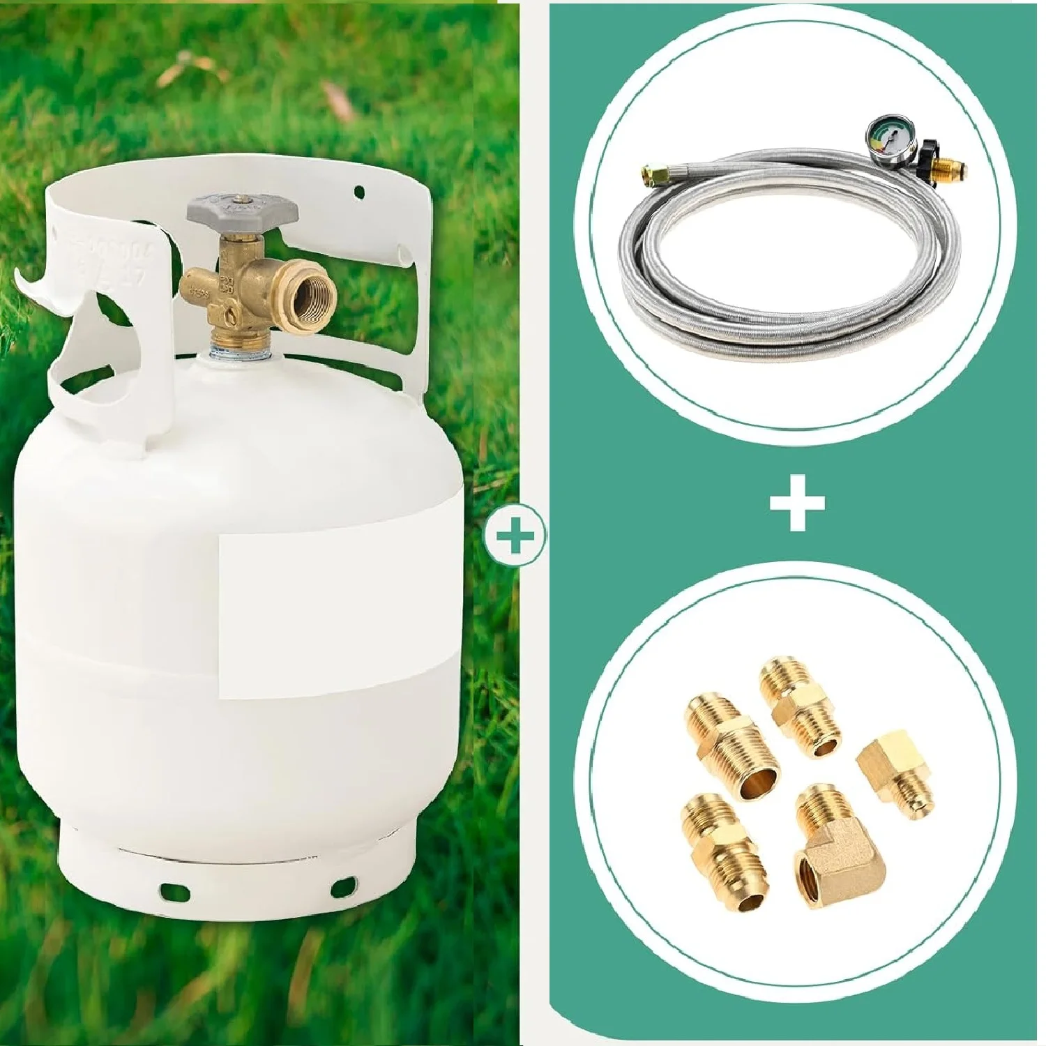 10FT High Pressure Braided Propane Hose Extension Kit with Convert Adapter 3/8