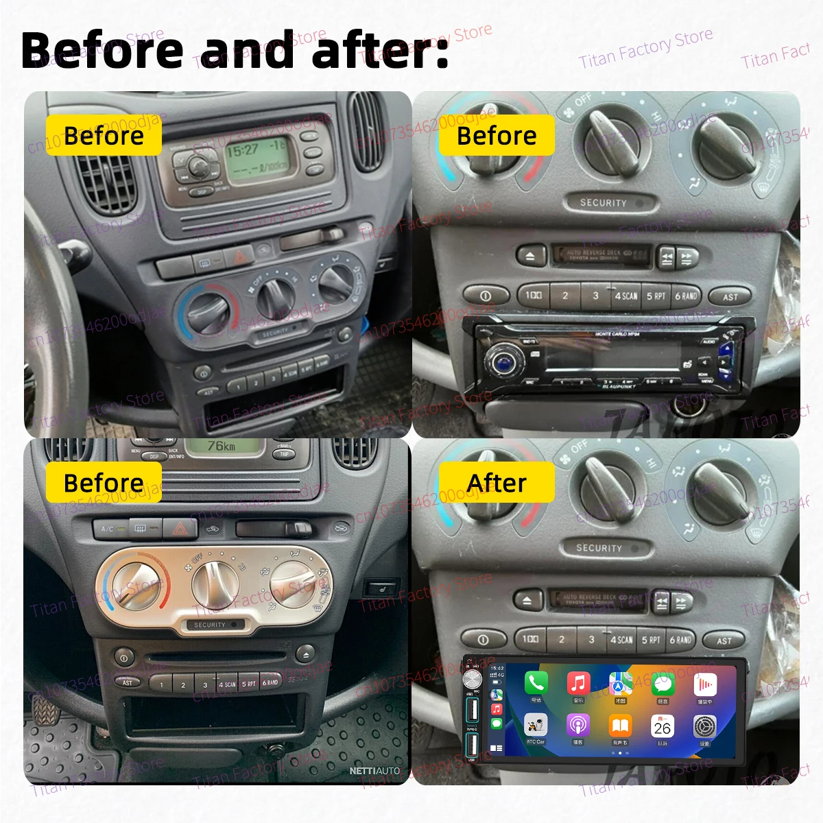 6.86 "شاشة أندرويد سيارة الوسائط المتعددة لتويوتا يارس فيرسو 1999-2005 1Din راديو ستيريو رئيس وحدة Carplay GPS واي فاي Autoradio السيارات #3