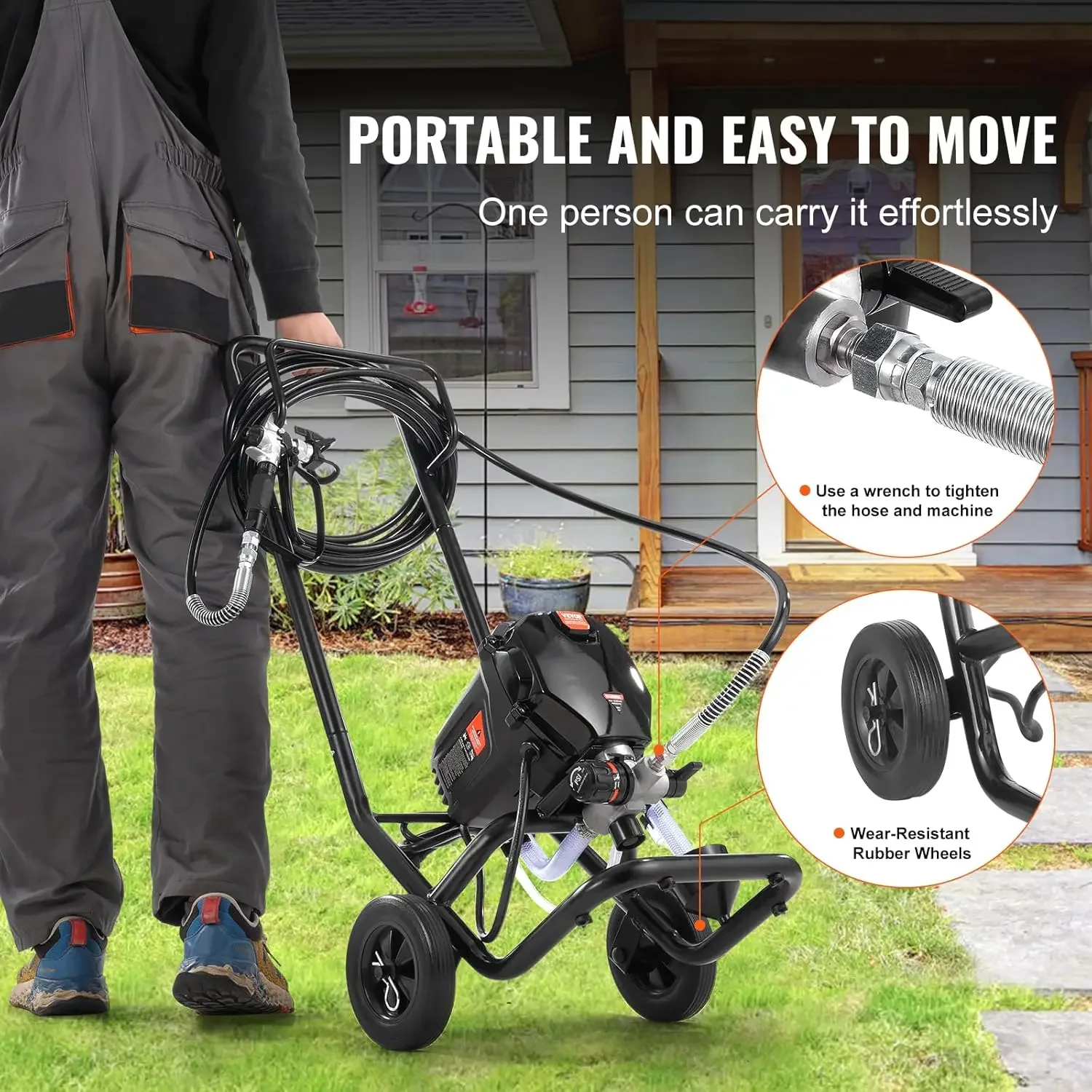 

[Discounted Price!]750W Stand Airless Paint Sprayer, 3000PSI High Efficiency Electric Airless Sprayer with Cart, Paint Sprayersf