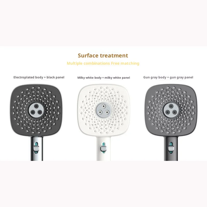 Large water output handheld shower, four gears switch: powerful spray, soft mist, pulse, liquid silicone shower