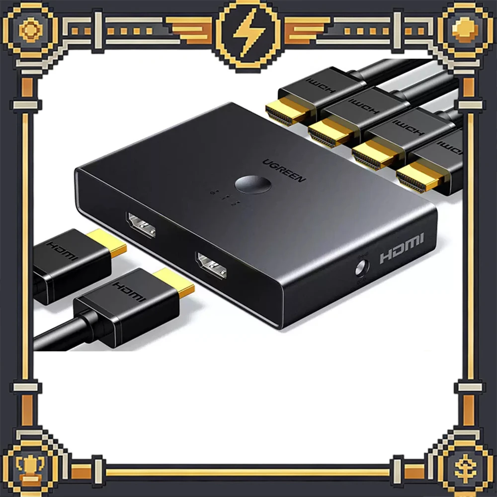 UGREEN 70690 CM319 HDMI 2.0 Switch Splitter 2 In 4 Out 4K 60Hz with Optical 3.5mm Audio and Remote for Monitors TVs