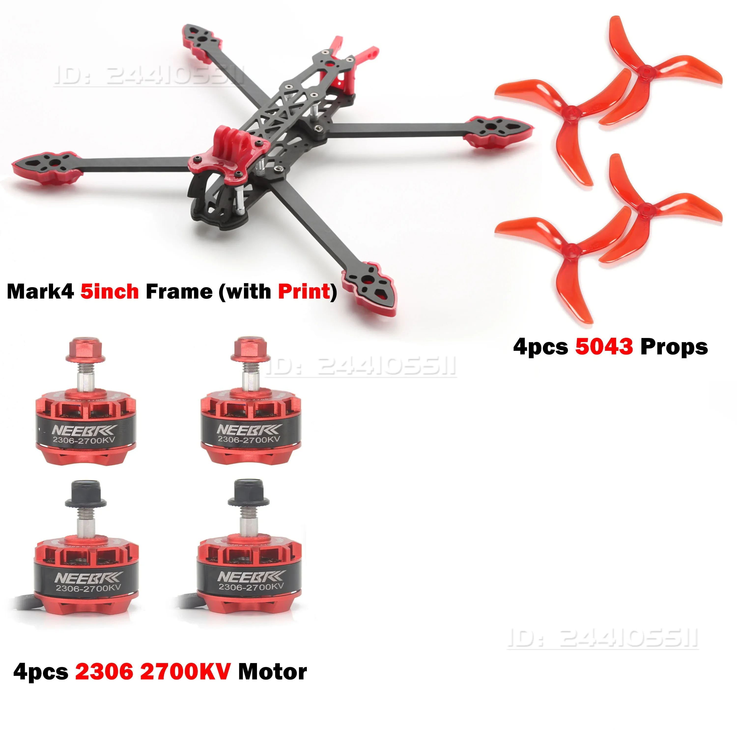 Mark4 5 inch Frame 2306 Motor FC F4V3S PLUS 45A ESC Stack 915Mhz/2.4G ELRS 5043 Prop Print Deel Kit voor RC FPV Drone Racing DIY