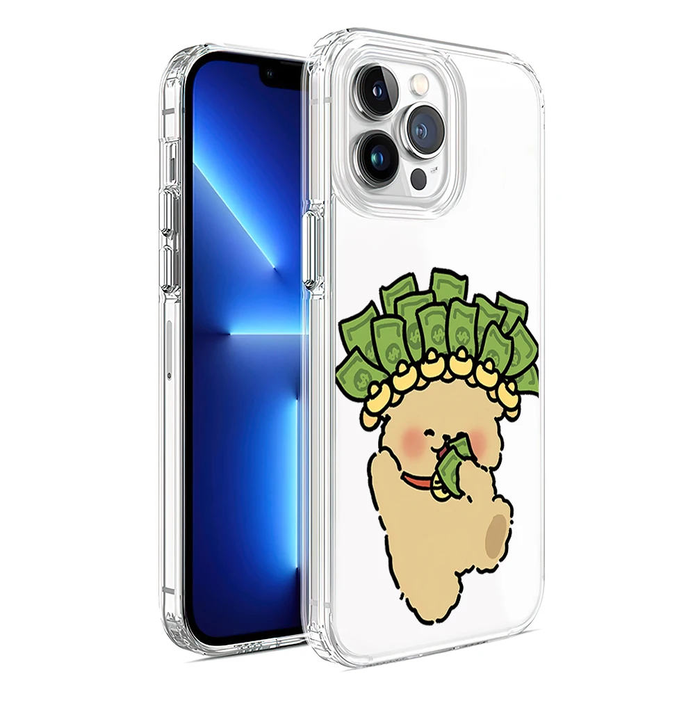 Cartoon Cute Count Money Puppy coppia custodia per telefono per iPhone 11 13 16 15 14 12 Pro Max Plus custodia morbida trasparente trasparente