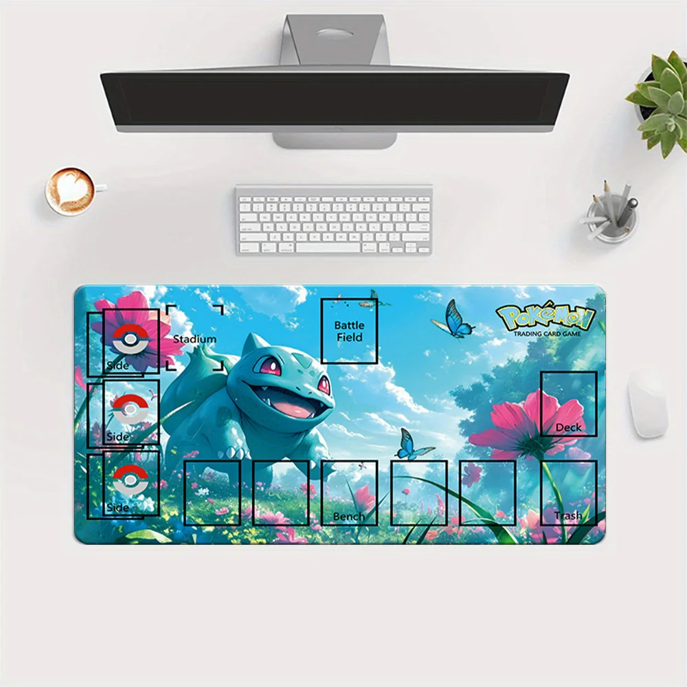 

Игровой коврик для карточной игры Pokemon Bulbasaur TCG с зонами разметки, нескользящий коврик для карт, игровой коврик для мыши, настольный коврик