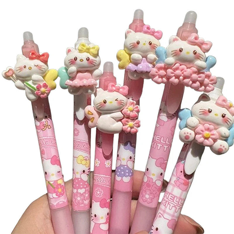 1/6 Uds Sanrio dibujos animados Hello Kitty Kuromi 0,5mm bolígrafos de Gel Kawaii bolígrafo de prensa negro escuela estudiante papelería suministros de oficina regalo