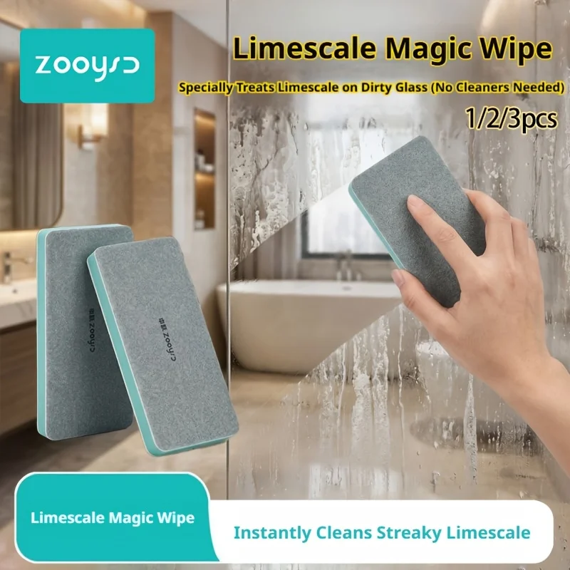 3Pcs Glass Water Stain Magic Wipe Cleaning Brush for Home Bathroom Mirror Shower Room Tile Powerful Descaler Water Stain Remover Magic Wipe for Fish Tank Double-Sided Cleaning Brush for Removing Water Stains and Water Marks from Glass Inner Walls, Does Not Damage Fish Tanks, Multifunctional Window Glass Cleaning Tool