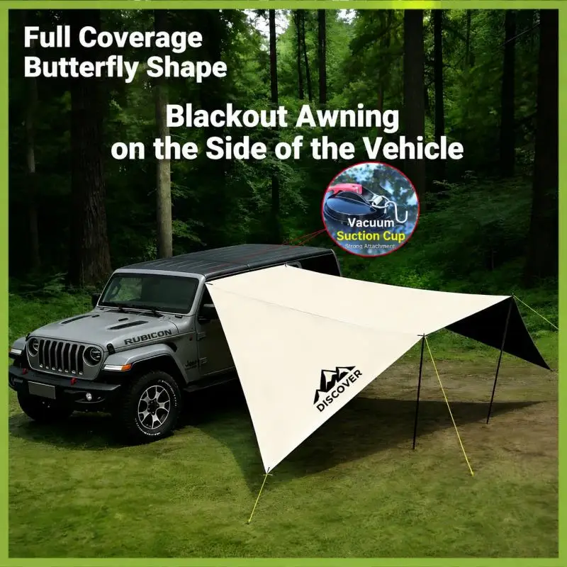 

Butterfly Car Rear Awning for SUV - Waterproof UV50+ Sunshade Canopy,Portable Tailgate Tent with Carry Bag for Camping & Outdoor