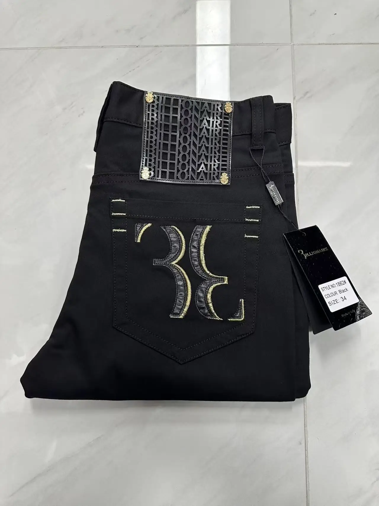 OECHSLI Jeans Cotton Men 2027 new Embroidery elasticity casual zipper High quality comfortable Black Big size 34-42 long Pants