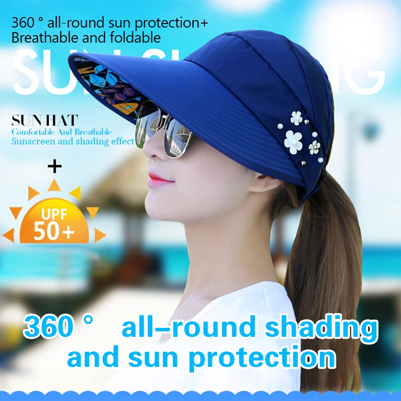 

Golf Sun Cap Summer Outdoor Leisure Hat Ladies UPF50+ UV Protection Wide Brim Beach Sun Visor Adjustable Hat Casual Baseball Cap