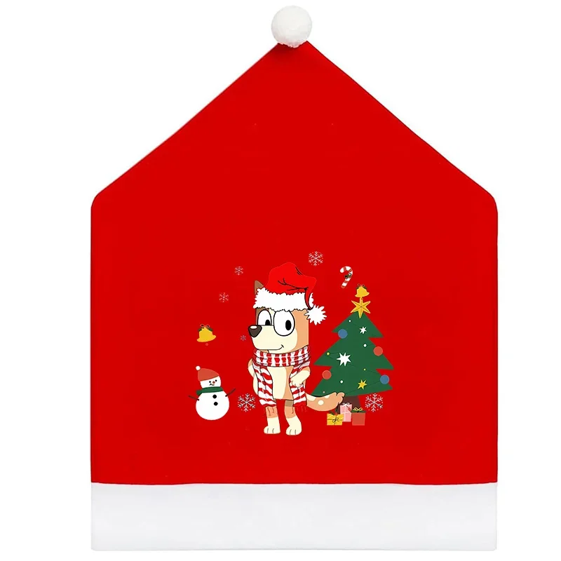 ブルーイズビンゴクリスマス帽子椅子カバーアニメ家の装飾リビングルームファッションビッグクリスマスキャップ背もたれケースギフトホット販売