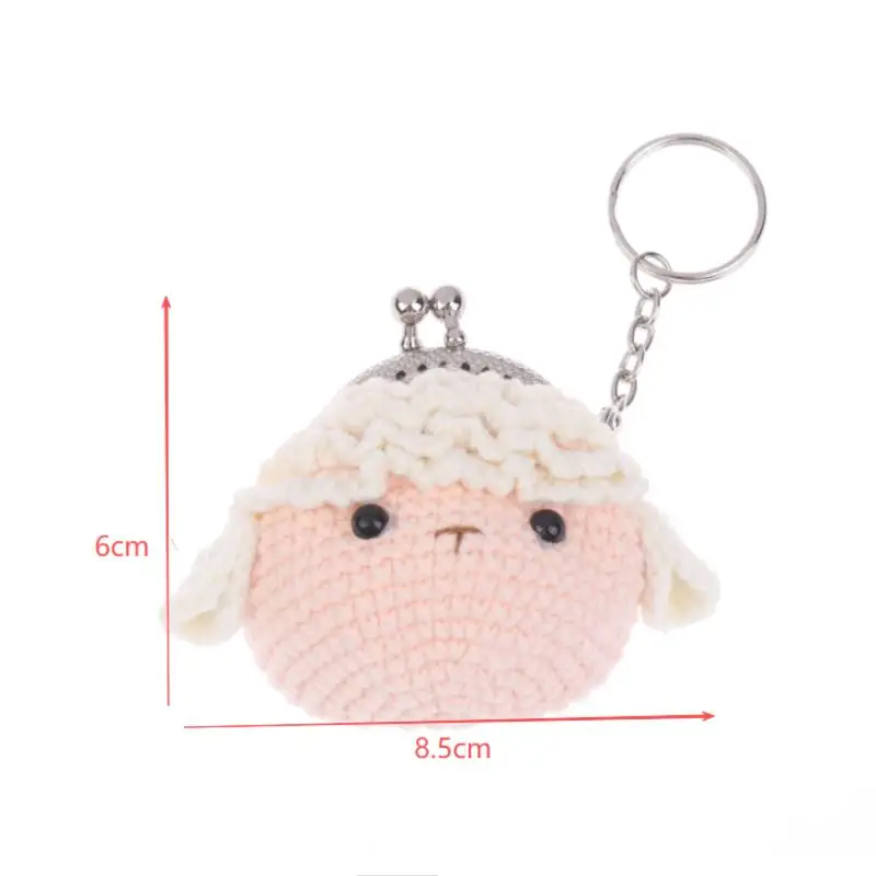 Monedero de ganchillo hecho a mano, bolso pequeño tejido de hilo, bolsa con cordón de dibujos animados, estuche de almacenamiento para auriculares