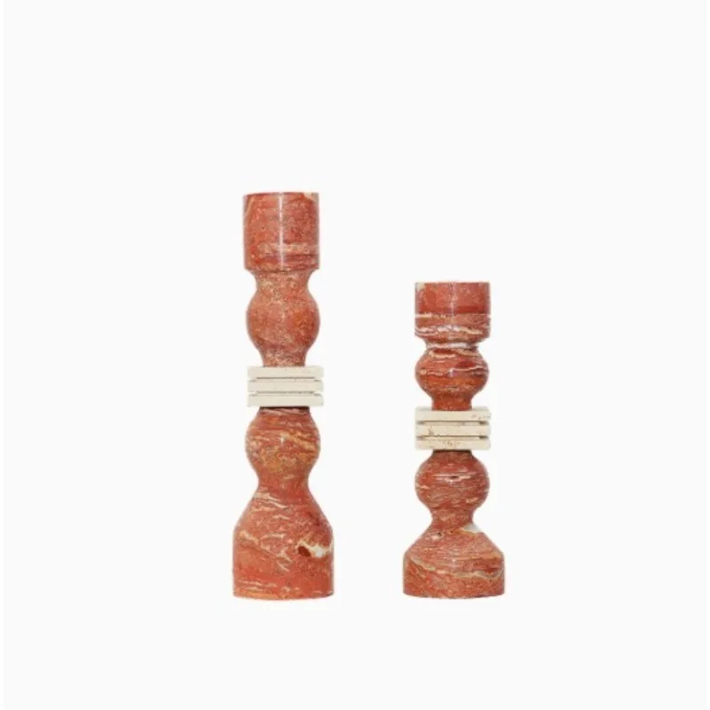 Travertine gourd candlestick marble decorative ornament art entrance